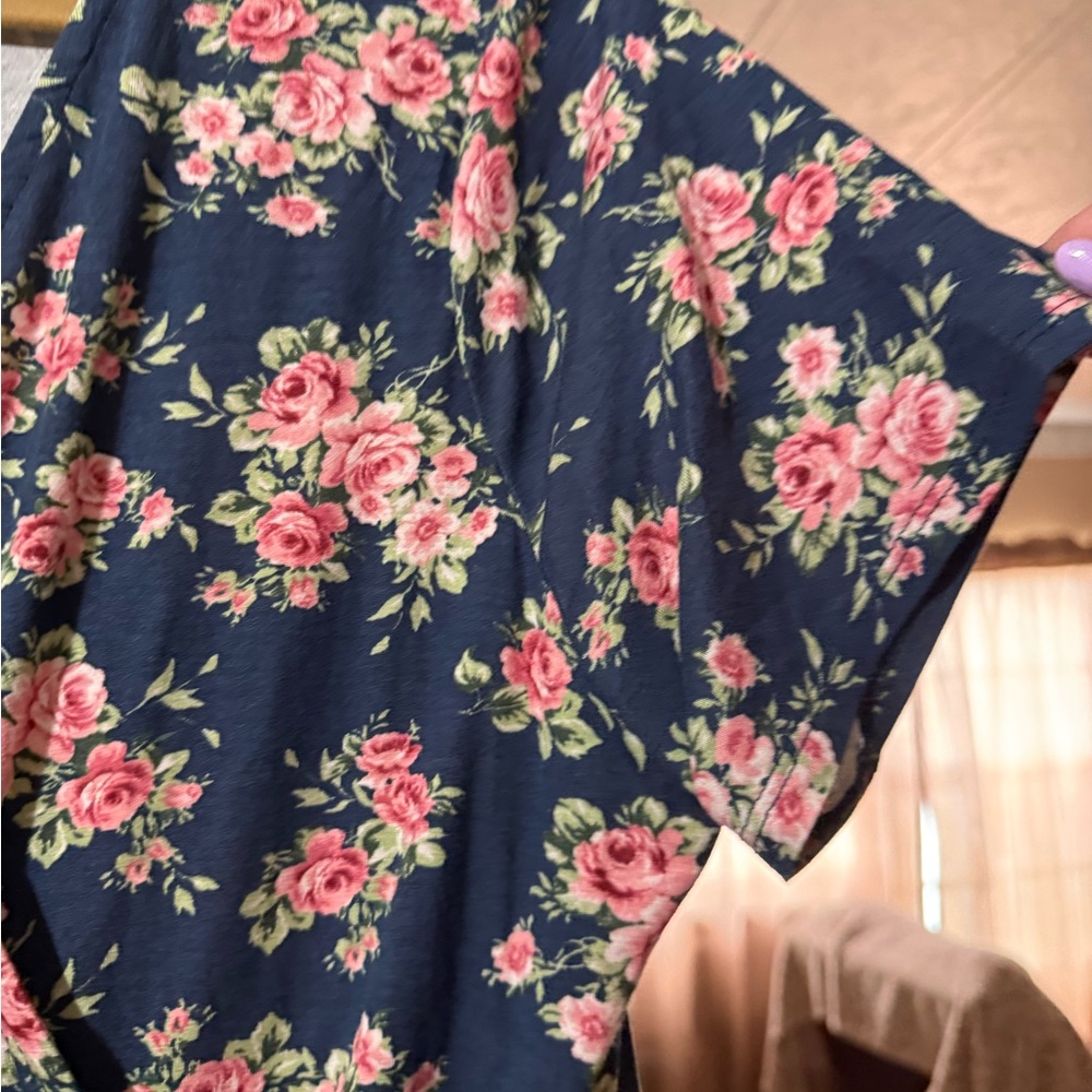 NEW Chris & Carol Floral Wrap Dress in Navy and Pink size 2X 🌺🌹🌸 BRB SL 2 - Picture 4 of 6